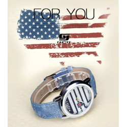 Reloj de mujer casual con correa de jean y diseño náutico