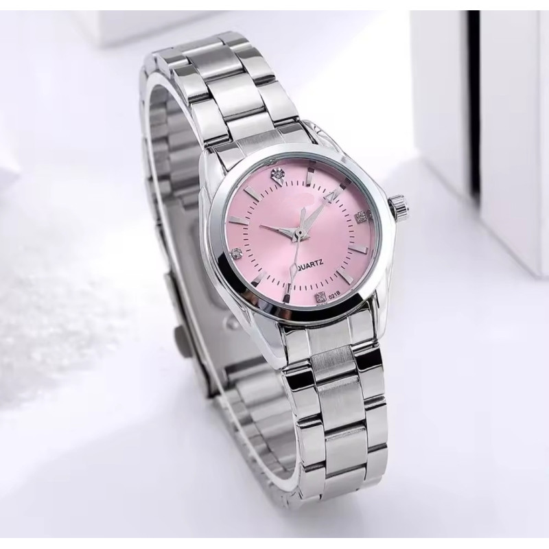 Reloj de Mujer, Cuarzo, Acero Inoxidable, Esfera Rosa, Diamantes Reloj de Mujer, Cuarzo, Acero Inoxidable, Esfera Rosa, Diamantes