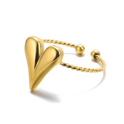 Anillo de corazón ajustable en oro. Elegancia atemporal