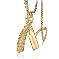 El regalo perfecto: Collar con dije de navaja dorada para hombre.