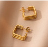 Aretes Cuadrados de Acero Inoxidable Dorado - Joyería Moderna Aretes Cuadrados de Acero Inoxidable Dorado - Joyería Moderna