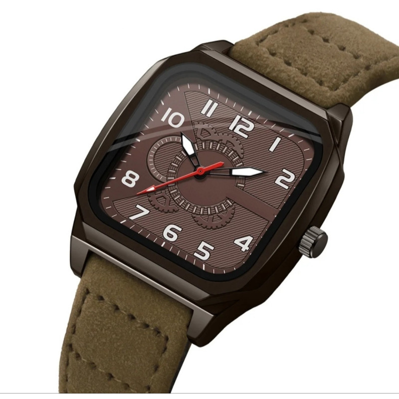Reloj masculino de cuero, caja cuadrada, estilo vintage Reloj masculino de cuero, caja cuadrada, estilo vintage