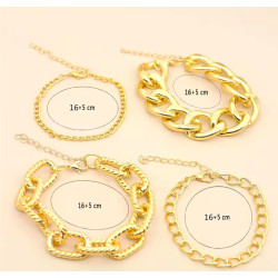 Pulseras de cadena dorada: Set de 4 piezas, diseño minimalista y moderno