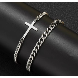 Pulsera de Acero Inoxidable con Cruz: Elegancia Minimalista para Hombres