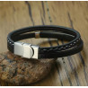 Pulsera de Cuero Trenzado para Hombre con Placa de Acero Inoxidable - Elegante y Duradera