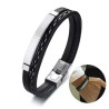 Pulsera de Cuero Trenzado para Hombre con Placa de Acero Inoxidable - Elegante y Duradera