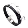 Pulsera de Cuero Trenzado para Hombre con Placa de Acero Inoxidable - Elegante y Duradera