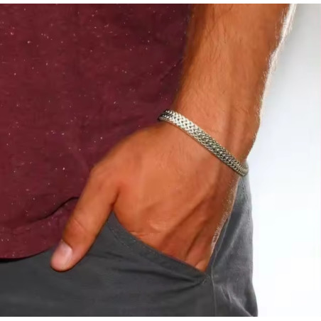 Pulsera de Hombre en Acero Inoxidable - Diseño Trenzado Elegante