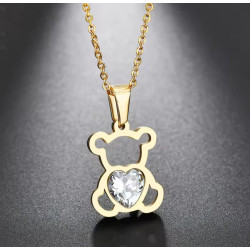 Collar de Oso con Corazón: Elegancia y Amor en Acero Inoxidable