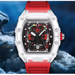 Reloj Skeleton con Correa de Silicona Roja: Estilo único y deportivo
