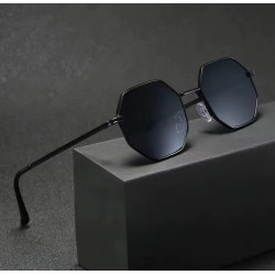 Gafas de Sol Hombre Trendy - Octagonal, Metal, Negro/Gris
