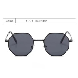Gafas de Sol Hombre Trendy - Octagonal, Metal, Negro/Gris
