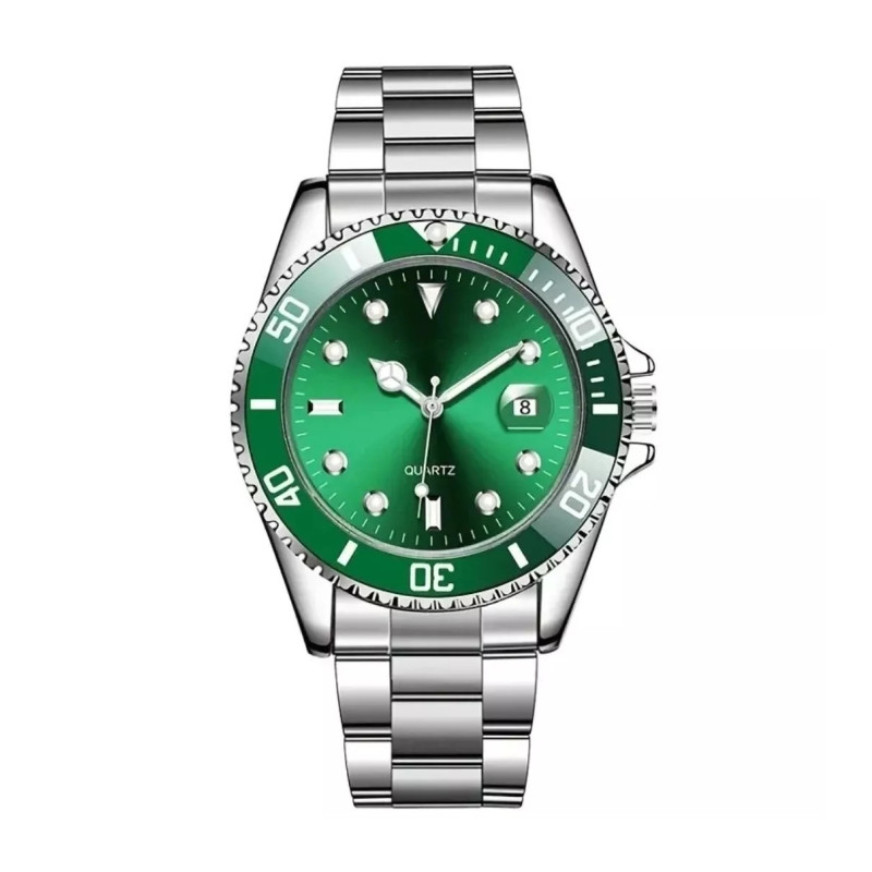 Reloj Deportivo de Cuarzo con Esfera Verde y Correa Metálica Reloj Deportivo de Cuarzo con Esfera Verde y Correa Metálica