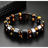 Pulsera Hombre Doble Hematita y Ojo de Tigre Natural - Elegancia y Protección