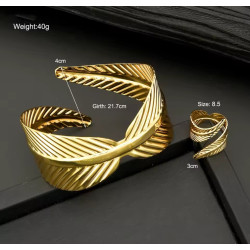Set Pulsera y Anillo Hoja Bohemia Dorada | Accesorios Étnicos