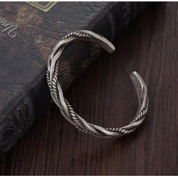 Pulsera Cuff Hombre Acero Inoxidable Vintage - Diseño Trenzado Étnico Unisex