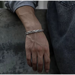 Pulsera Cuff Hombre Acero Inoxidable Vintage - Diseño Trenzado Étnico Unisex