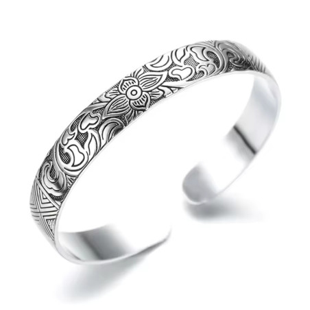 Pulsera de Diseño Retro con Patrones Florales - Estilo Bohemio